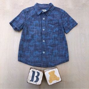 Cherokee Boys Chambray Palm Tree Print Dress Shirt Sz. 5t